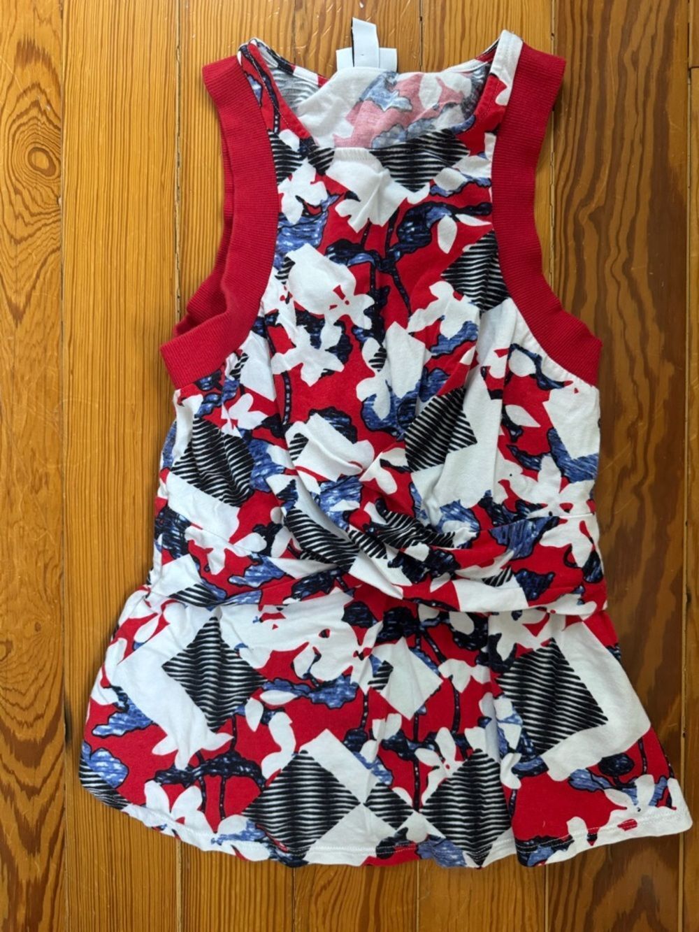Peter Pilotto Red, White & Blue Peplum Tank Top
